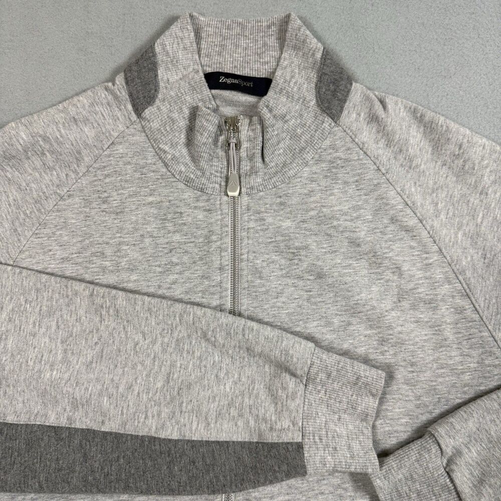 Zegna Sport Mens XL Gray Full Zip Track Jacket Colorblock Cotton Blend Italy